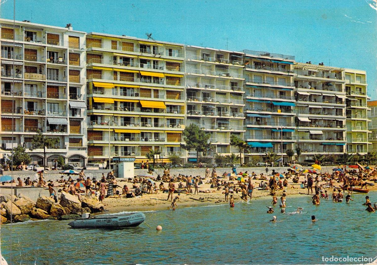 Postcards: Postal de la Playa y el Paseo en Juan-les-Pins, Costa Azul