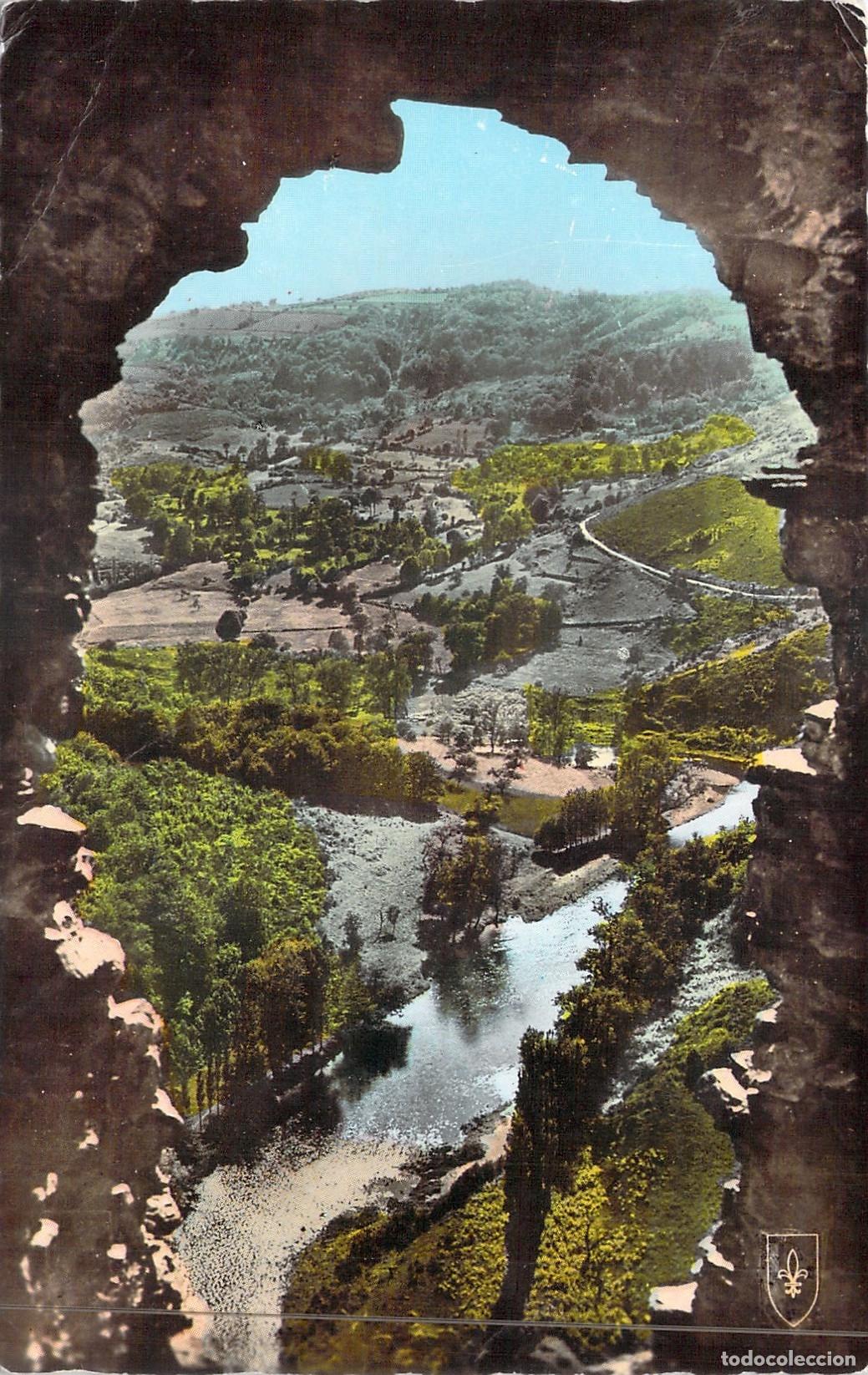 Postales: Postal Valle de la Sioule y Ruinas de Ch&acirc;teau-Rocher Francia