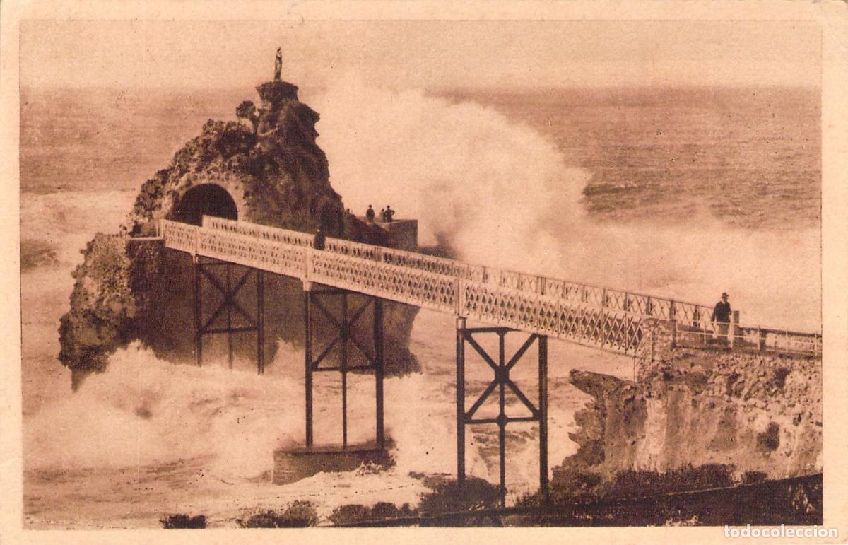 Postales: Postal de Biarritz: Tormenta en el Rocher de la Vierge