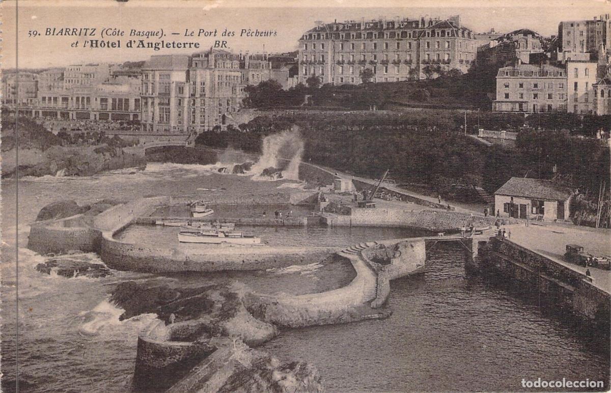 Postales: Postal de Biarritz: Puerto de Pescadores y Hotel de Inglaterra