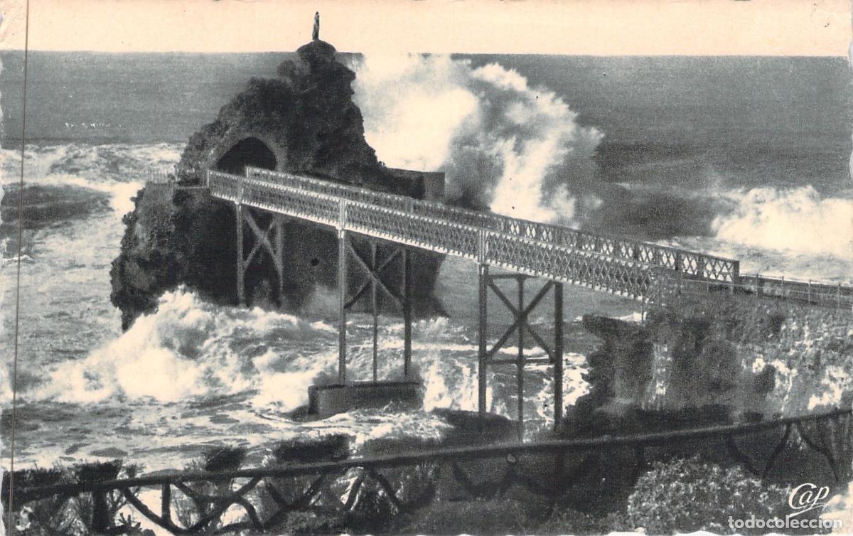 Postales: Postal de Biarritz: La Tempestad en el Rocher de la Vierge