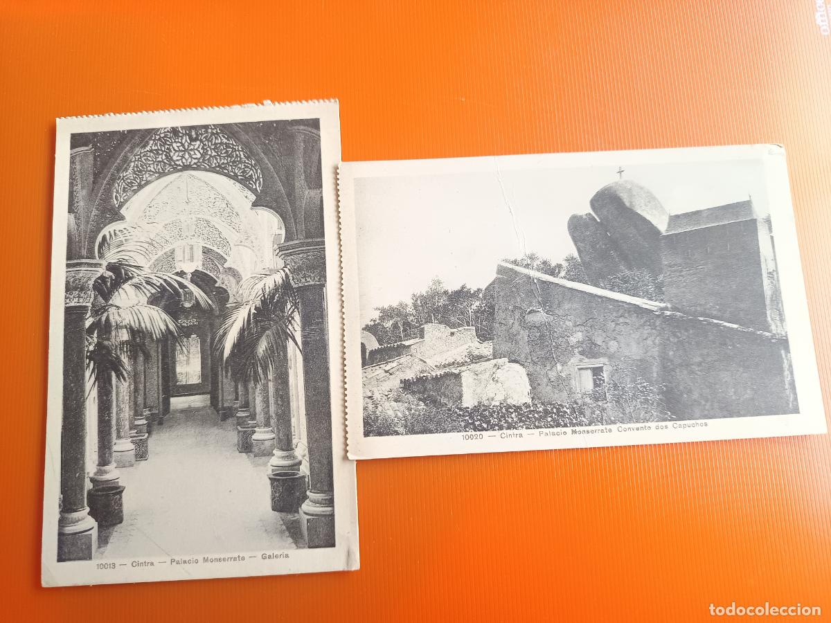 Postales: 2 POSTALES DE CINTRA PORTUGAL, PALACIO MONSERRATE, CONVENTO DOS CAPUCHOS Y GALERIA, SIN CIRCULAR.