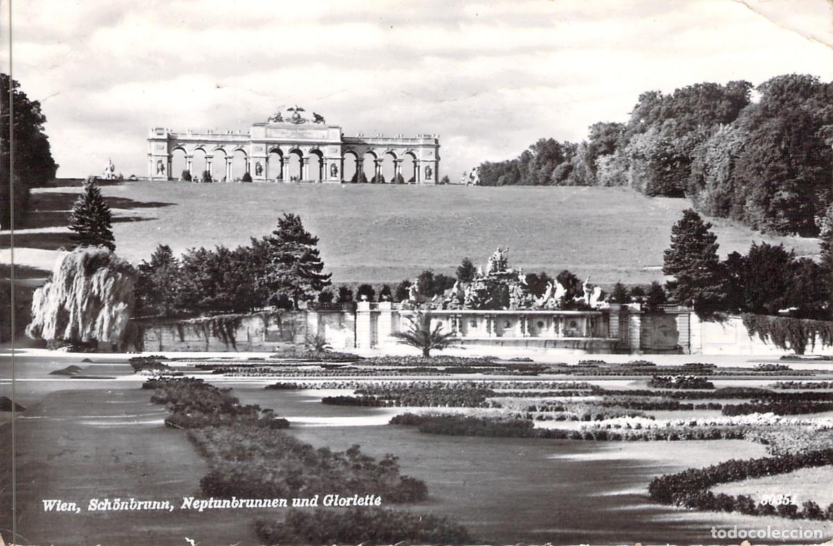 Cartoline: Postal de Viena: Neptunbrunnen y Gloriette en Sch&ouml;nbrunn