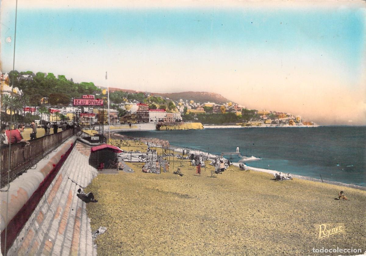 Cartoline: Postal de la Playa y Mont-Boron en Niza, Francia