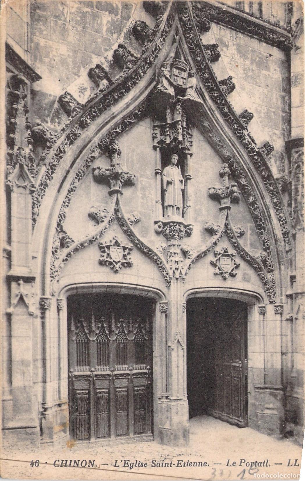 Cartoline: Tarjeta Postal Iglesia Saint-Etienne en Chinon, Francia - El Portal