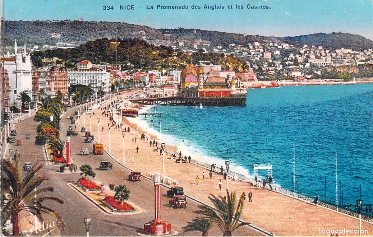 Postales: Postal de Niza, La Promenade des Anglais y los Casinos, Francia