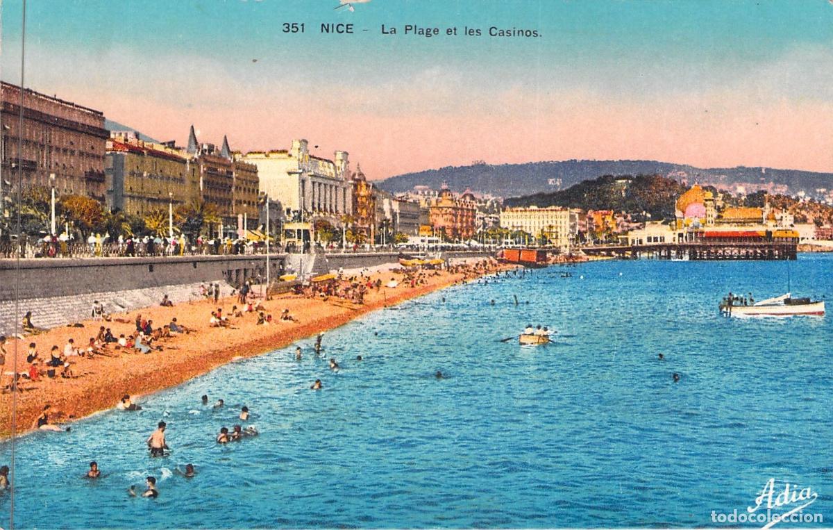 Postales: Postal de Niza: La Playa y los Casinos de la Riviera Francesa