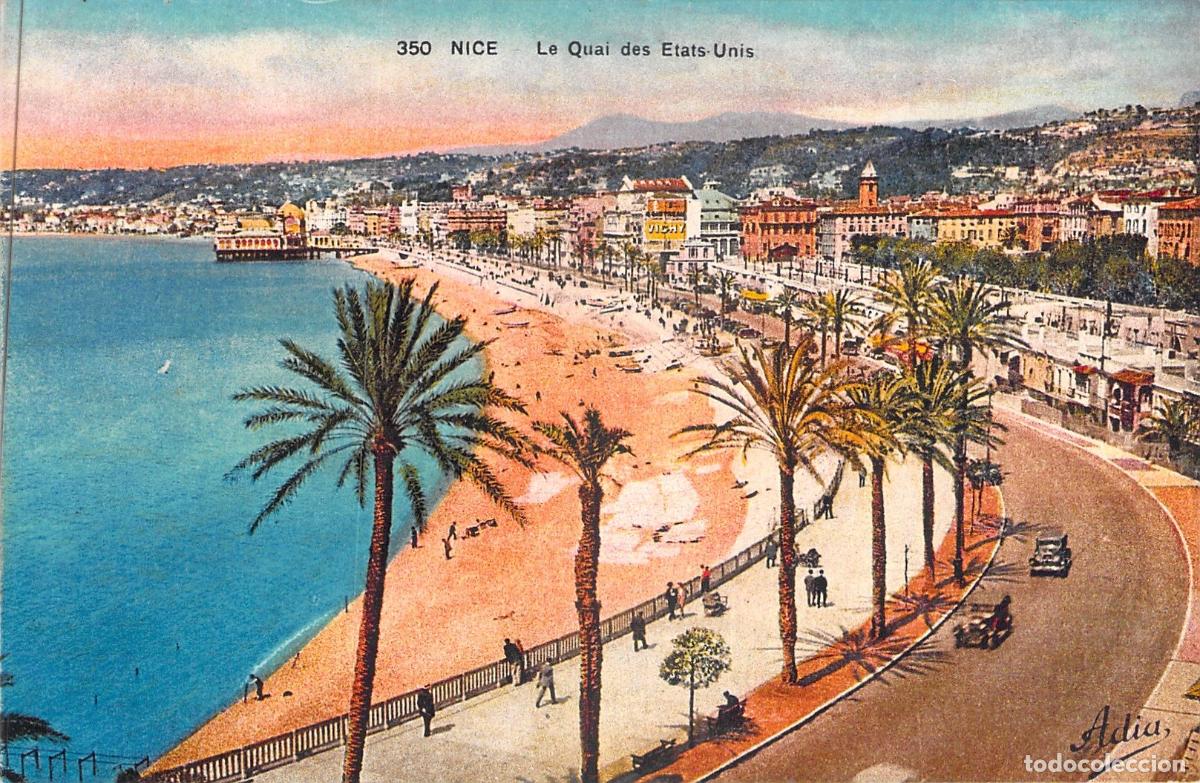 Postales: Postal de Niza, Quai des Etats-Unis y Paseo Mar&iacute;timo en Francia