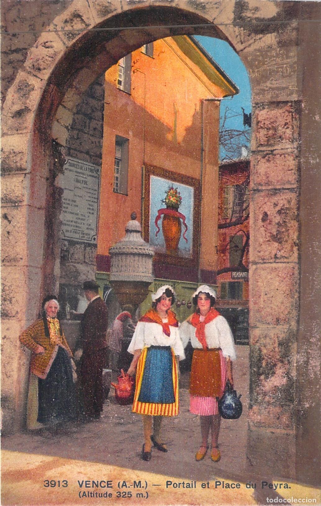 Postales: Postal de Vence, Francia - Portail et Place du Peyra