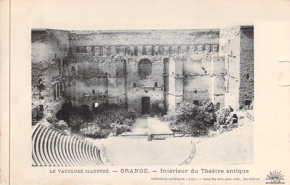 Postales: Postal del Interior del Teatro Romano de Orange, Francia