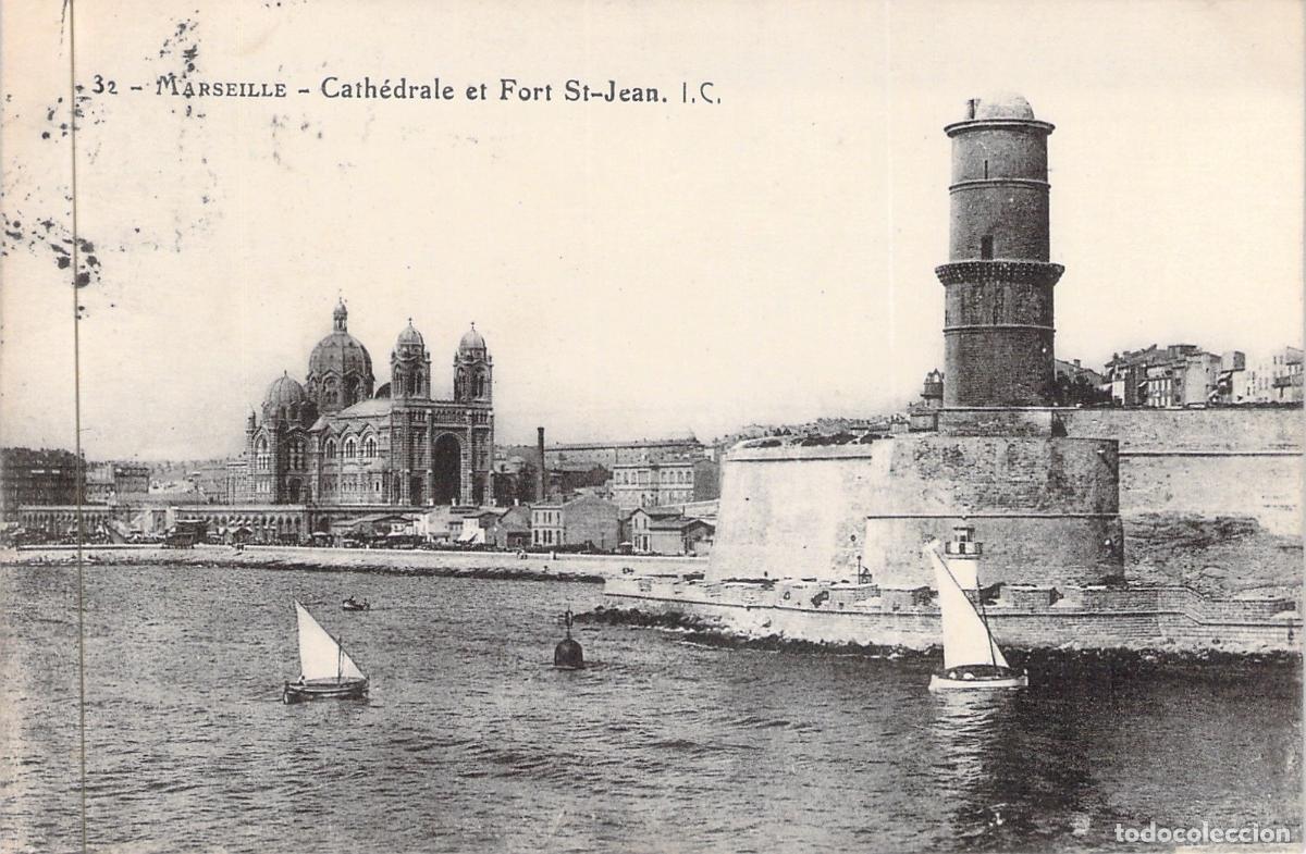 Postales: Postal de la Catedral y el Fuerte San Juan en Marsella, Francia