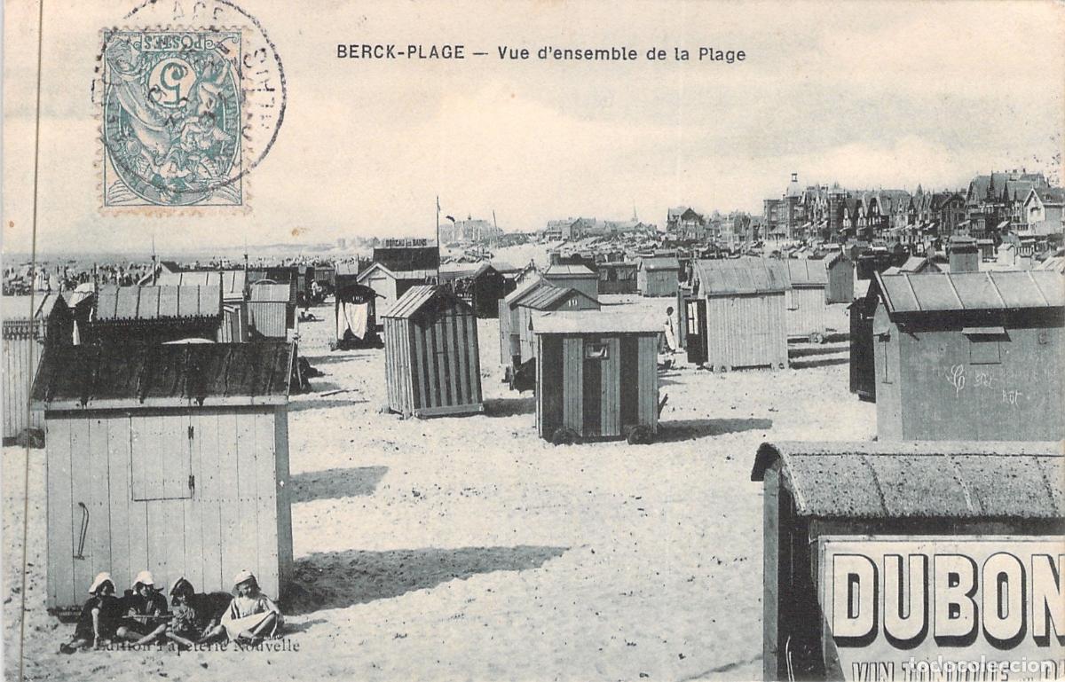 Postales: Postal de Berck-Plage Vista General de la Playa con Cabinas
