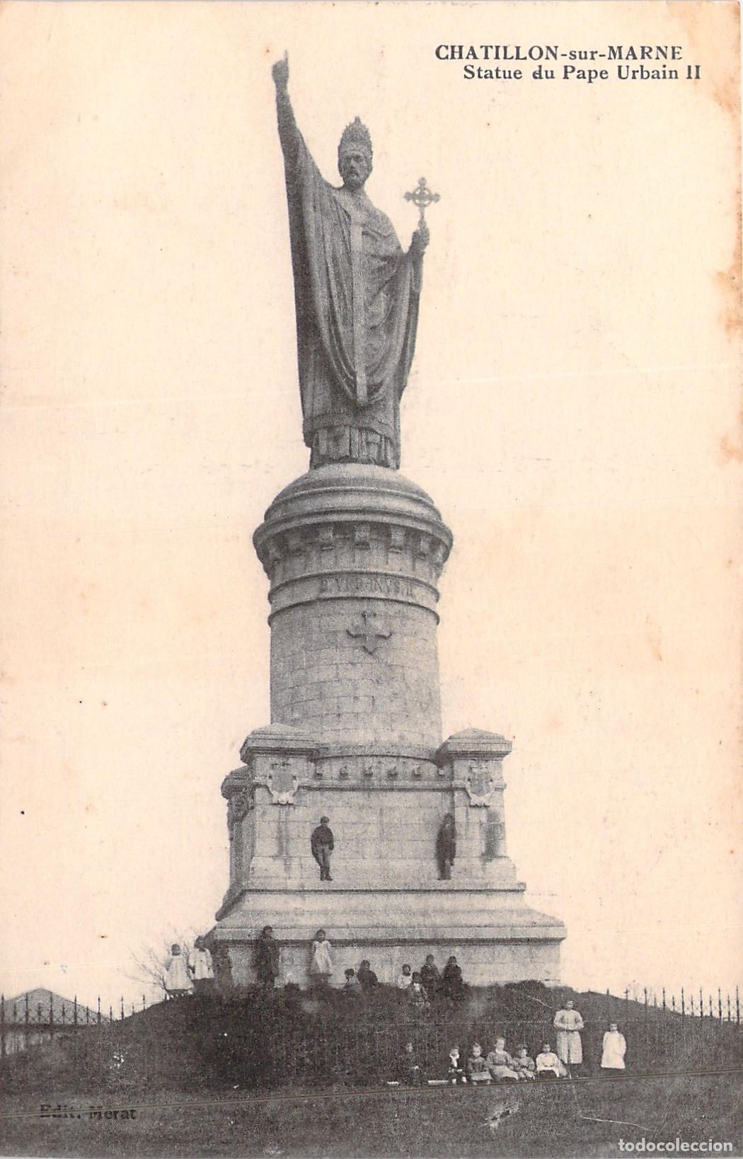 Postales: Postal de la Estatua del Papa Urbano II en Chatillon-sur-Marne
