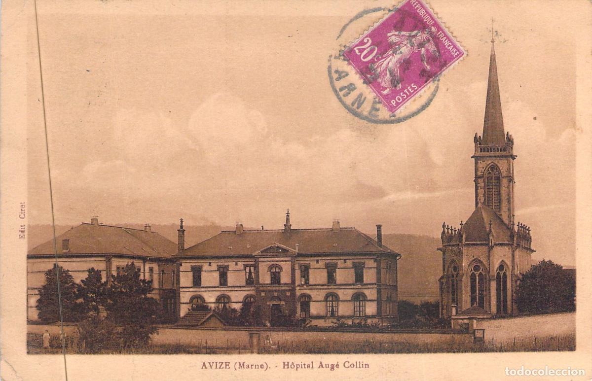 Postales: Postal de Avize, Marne - H&ocirc;pital Aug&eacute; Collin e Iglesia