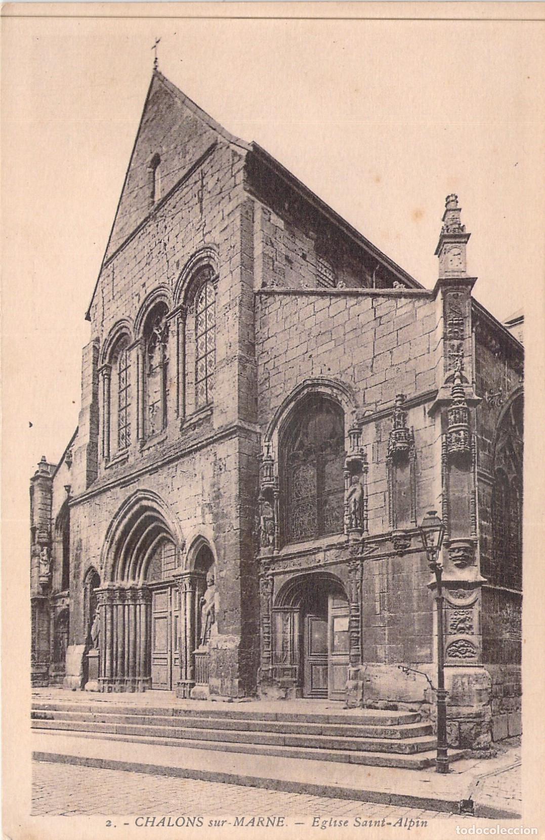 Postales: Postal de la Iglesia Saint-Alpin en Chalons-sur-Marne, Francia
