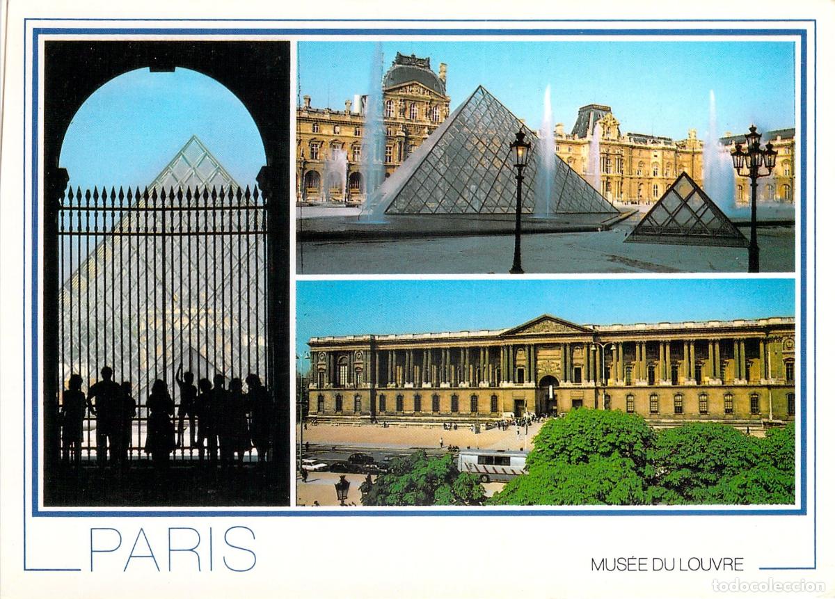 Postales: Postal de Par&iacute;s, Museo del Louvre y Pir&aacute;mide de I.M. Pei