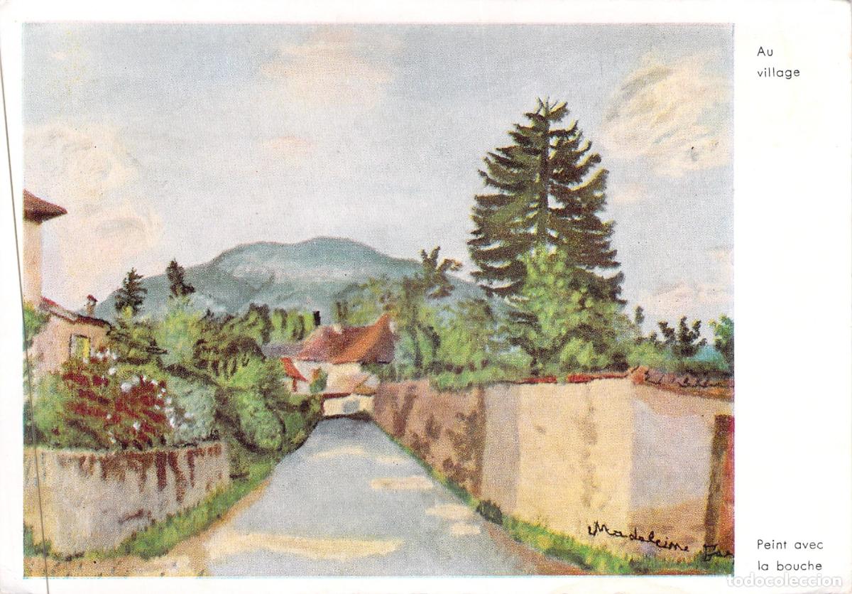 Postales: Postal de Paisaje Rural Au Village - Pintura Bucal de Madeleine Jars
