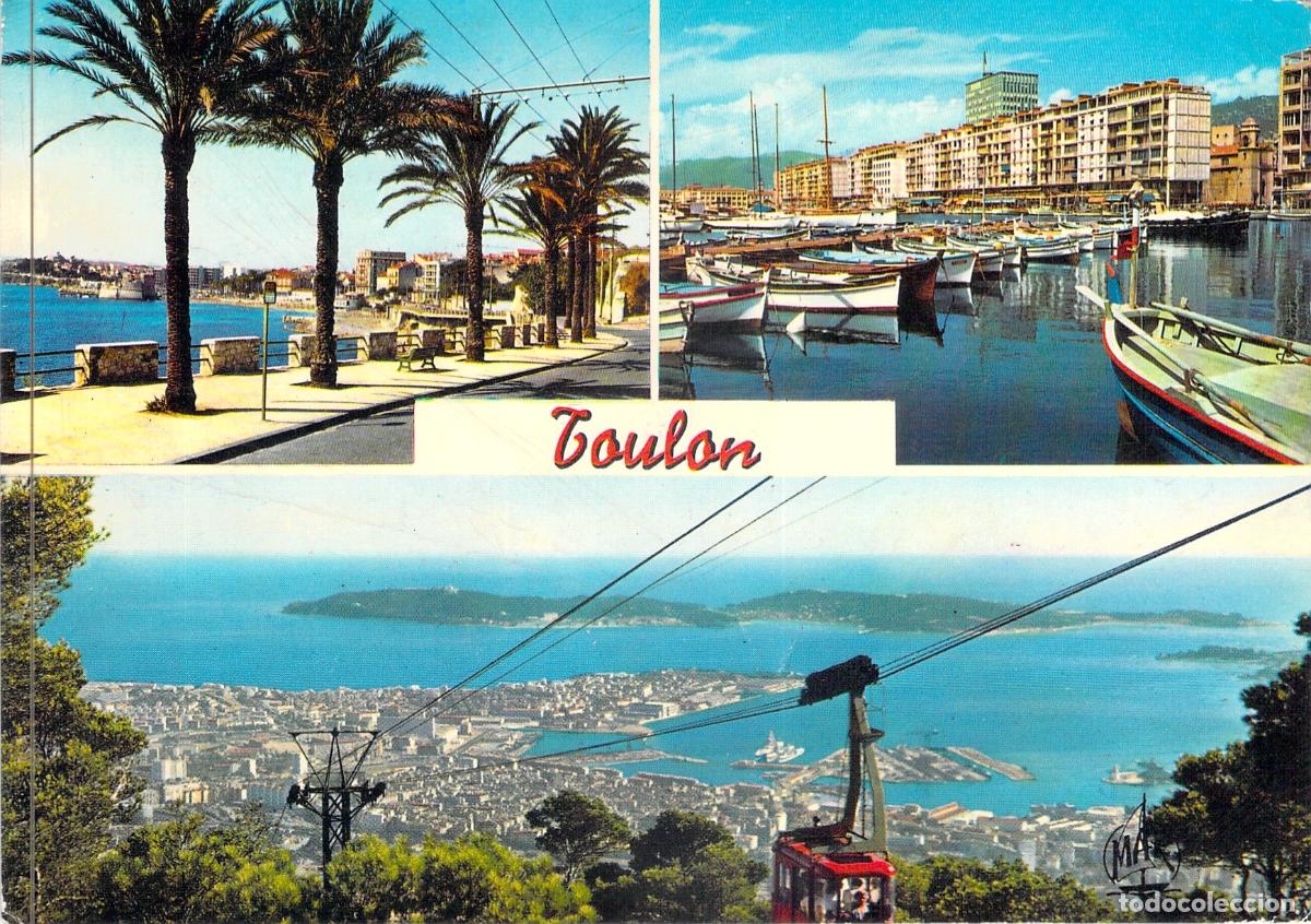 Postales: Postal de Toulon, Francia - Vistas del Puerto y Telef&eacute;rico