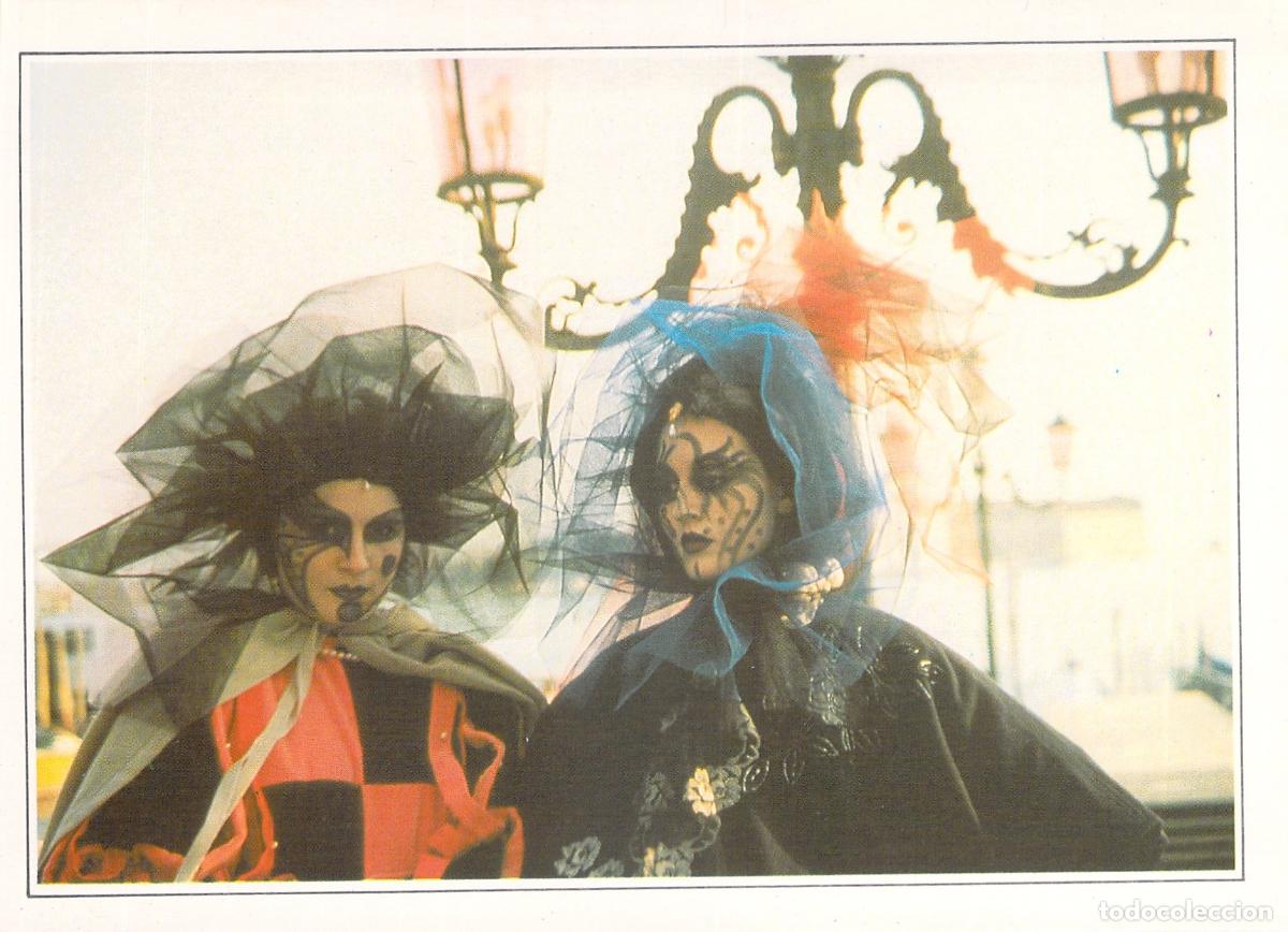 Postales: Postal de Venecia: Escena Tradicional del Carnaval con M&aacute;scaras