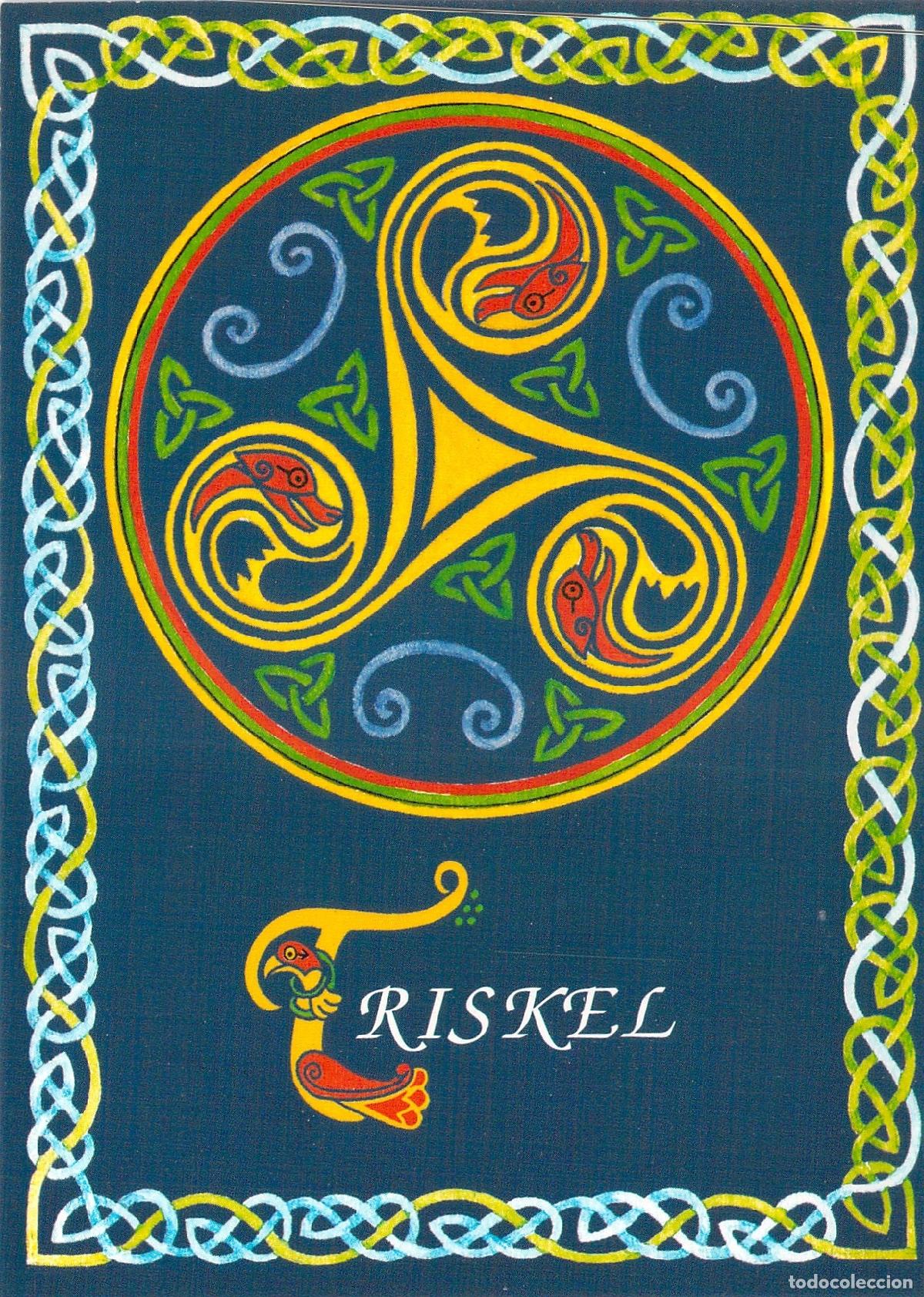 Postales: Postal Art&iacute;stica del S&iacute;mbolo Celta Triskel con Bordes Ornamentales