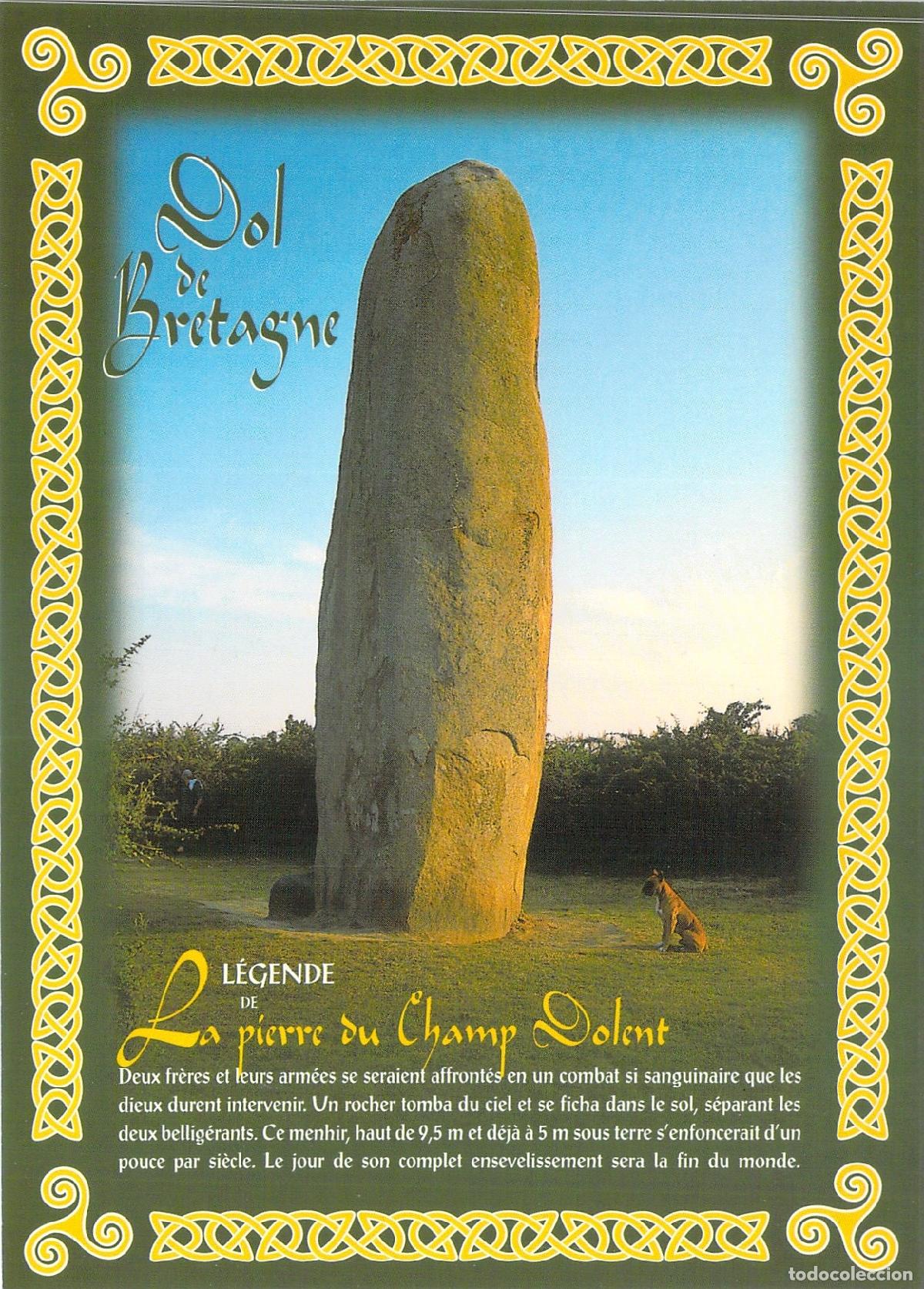 Postales: Postal de la Piedra de Champ-Dolent, Dol-de-Bretagne, Francia