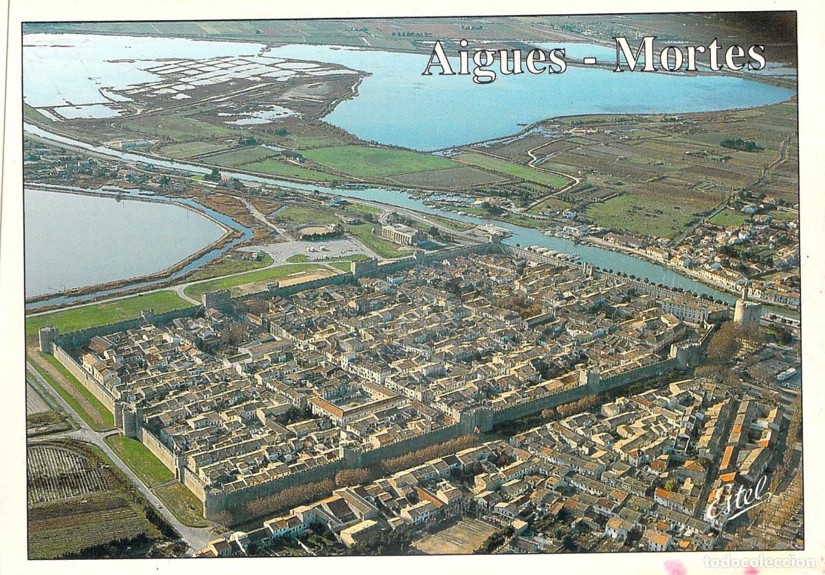 Postales: Postal de Aigues-Mortes: Vista A&eacute;rea de la Ciudad Amurallada