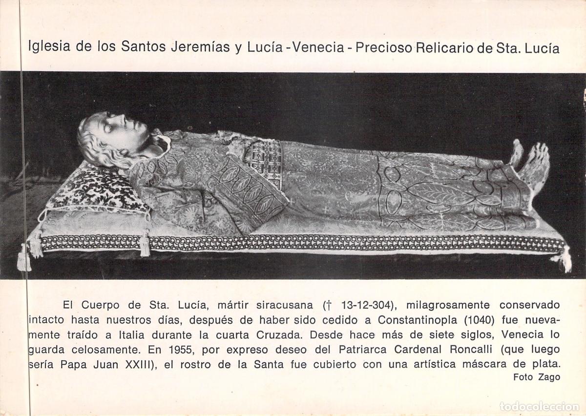 Postales: Postal de la Reliquia de Santa Luc&iacute;a en Venecia, Iglesia Santos Jerem&iacute;as