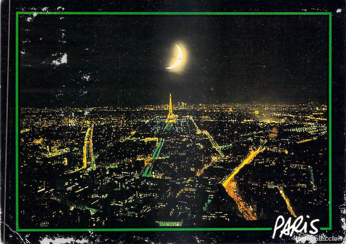 Postales: Postal de Par&iacute;s la Noche con Torre Eiffel Iluminada