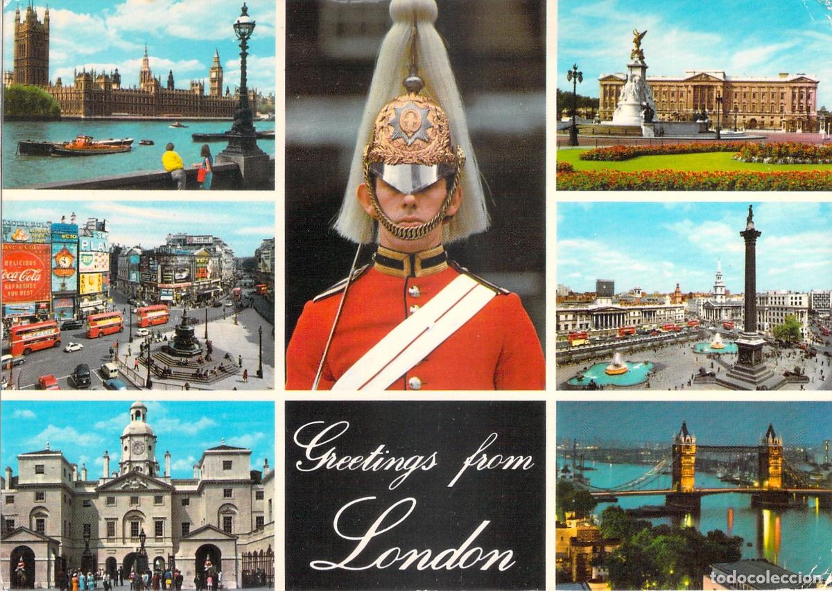 Postales: Postal de Londres con Vistas de Monumentos y Guardia Real