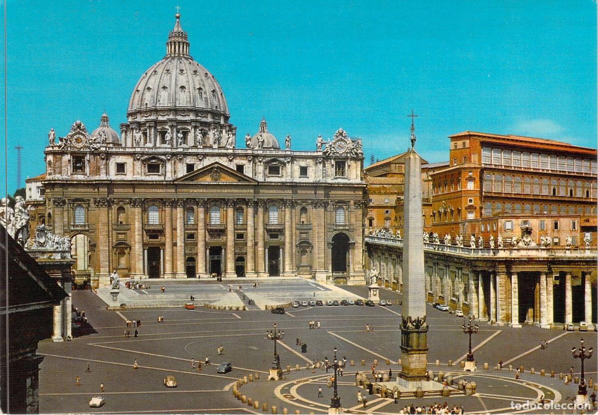 Postales: Postal Plaza de San Pedro y Bas&iacute;lica Vaticana, Roma, Italia