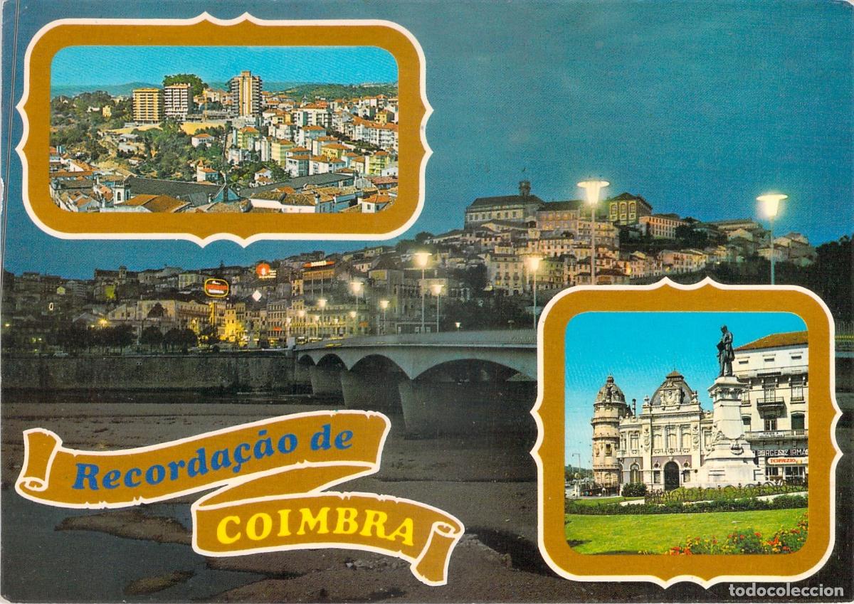 Postales: Postal de Coimbra Portugal Multivista con R&iacute;o Mondego y Puente
