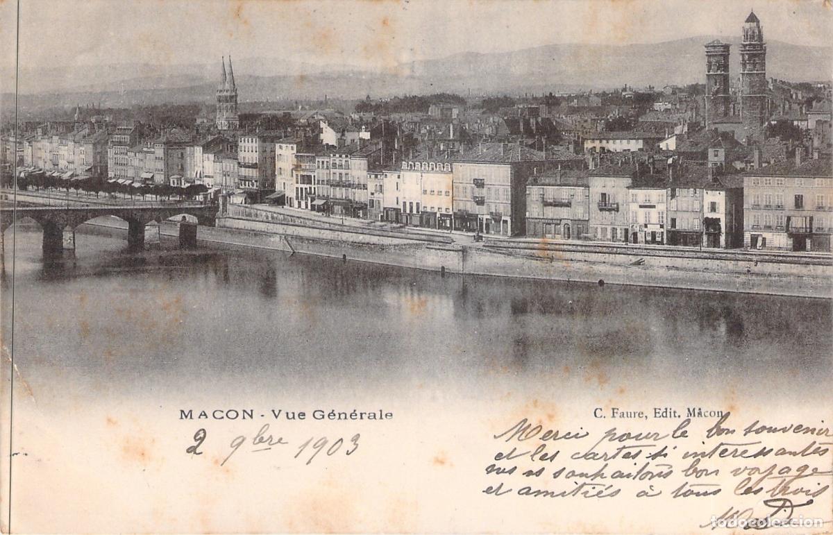 Cartes Postales: Postal de Macon, Francia - Vista General sobre el R&iacute;o Saona
