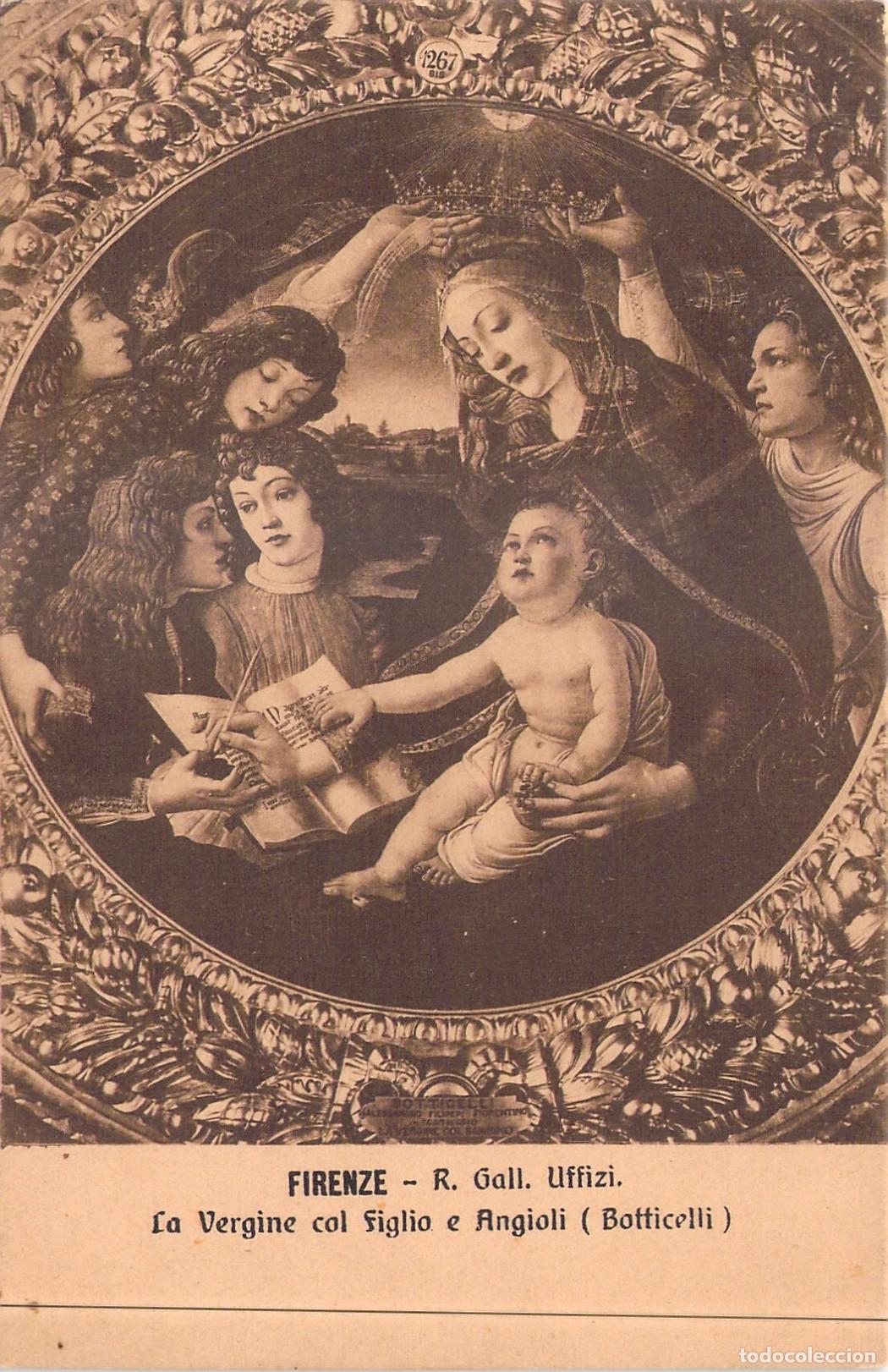 Postkarten: Postal de la Virgen con el Ni&ntilde;o y &Aacute;ngeles de Botticelli, Galer&iacute;a Uffizi