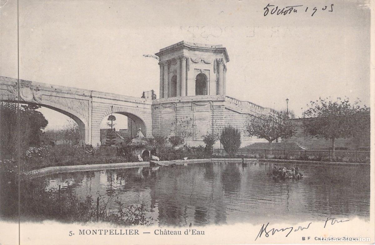 Postkarten: Postal de Montpellier - El Ch&acirc;teau d'Eau y el Acueducto de Peyrou