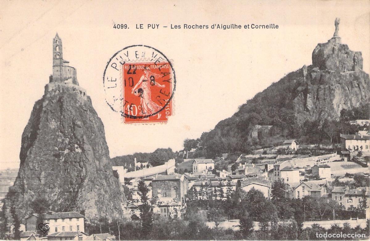 Postkarten: Postal de Le Puy: Los Pe&ntilde;ascos de Aiguilhe y Corneille, Francia