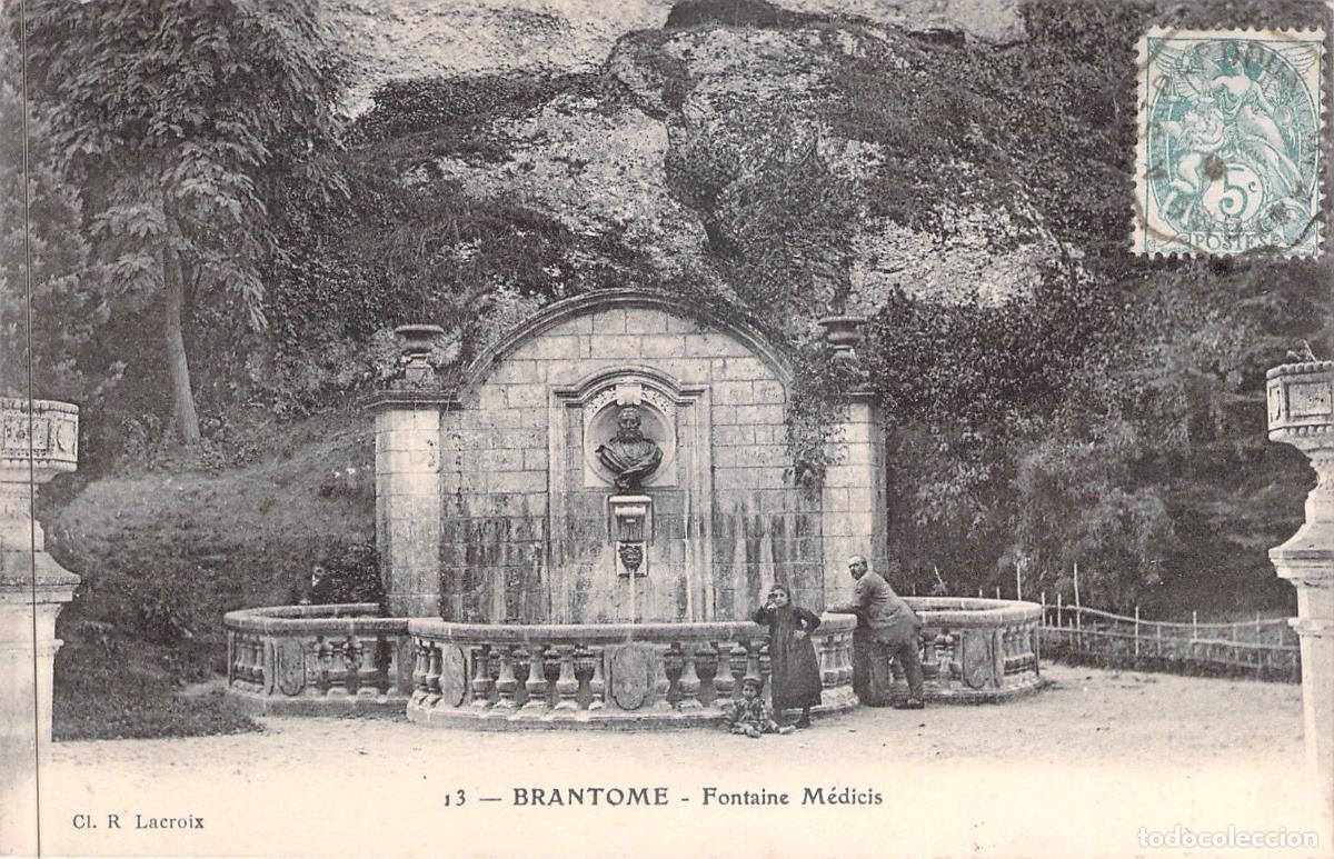 Postkarten: Postal de la Fuente M&eacute;dicis en Brant&ocirc;me, Francia