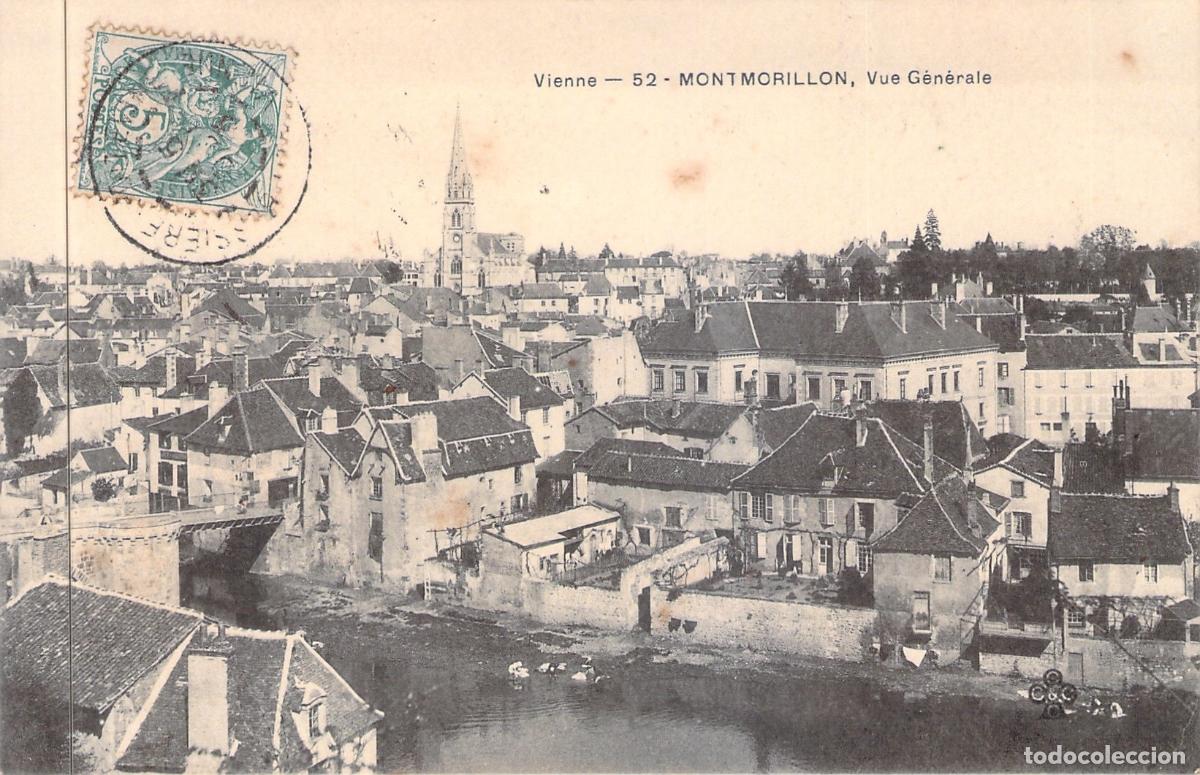 Cartes Postales: Postal de Montmorillon, Francia - Vista General y R&iacute;o