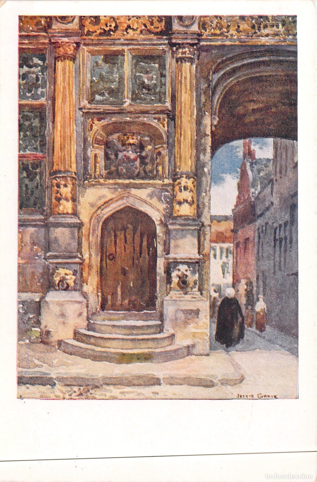 Postales: Postal de la Maison du Franc en Brujas - Obra de Jessie Currie