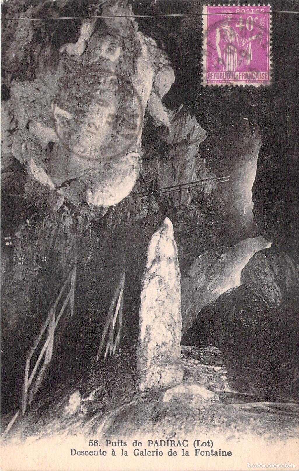 Postales: Postal del Puits de Padirac, Descenso a la Galer&iacute;a de la Fuente, Francia