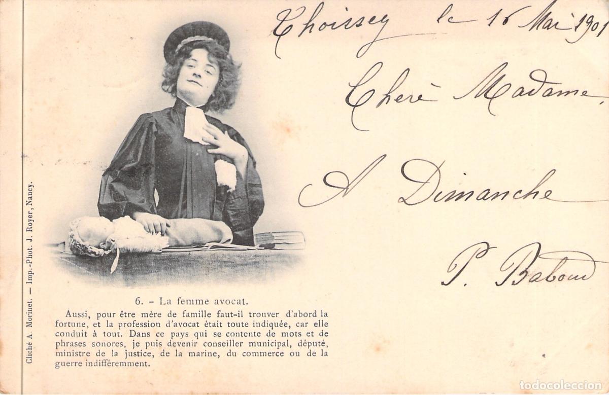 Postales: Postal Francesa Antigua de Abogada con Beb&eacute; - La Femme Avocat