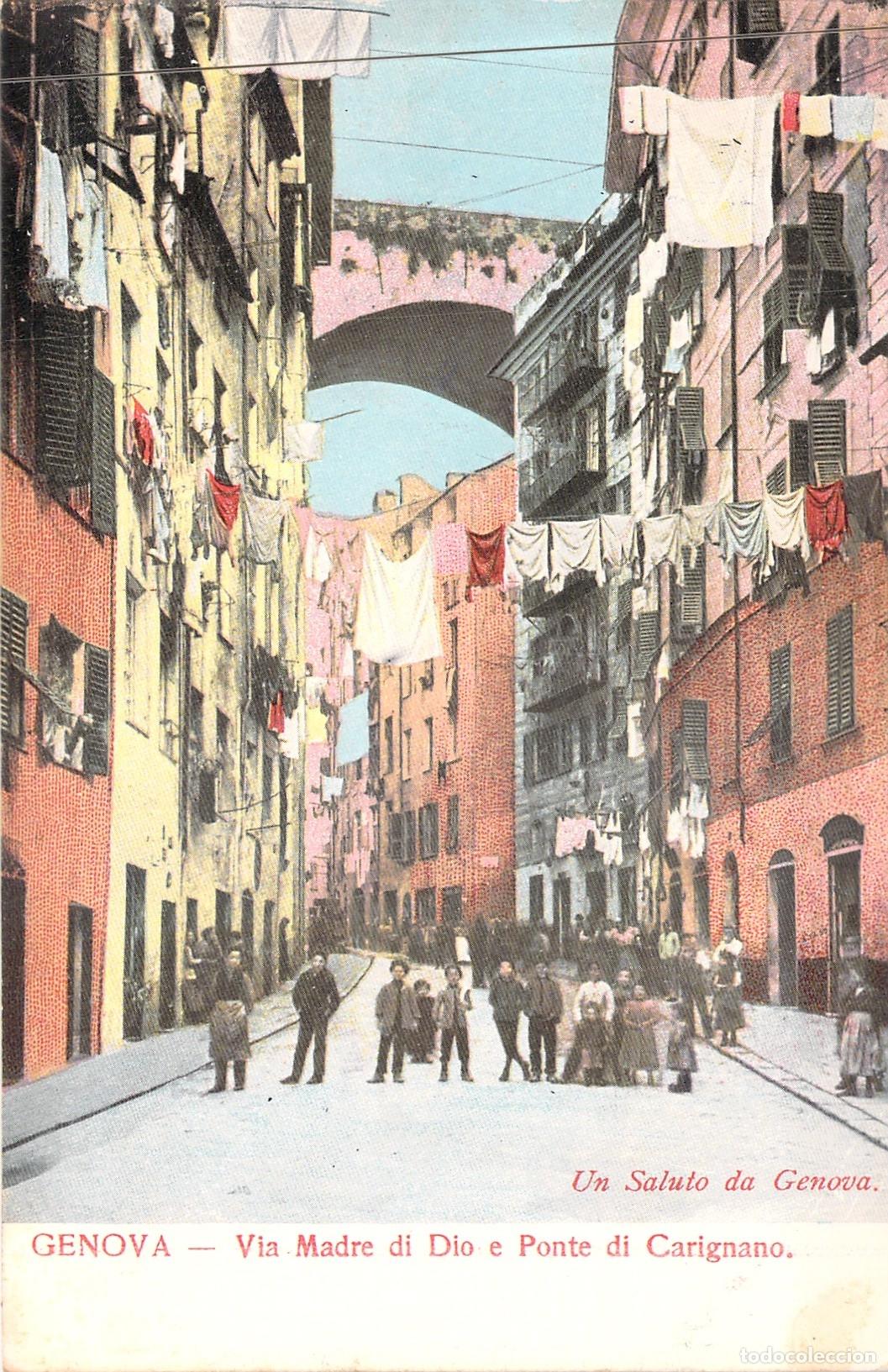 Postales: Postal de G&eacute;nova: Via Madre di Dio y Ponte di Carignano