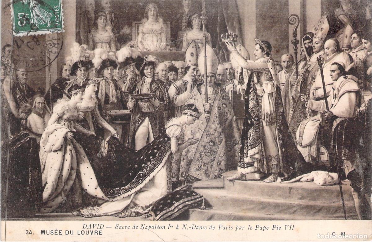 Postales: Postal Coronaci&oacute;n de Napole&oacute;n I - Pintura de David - Museo del Louvre