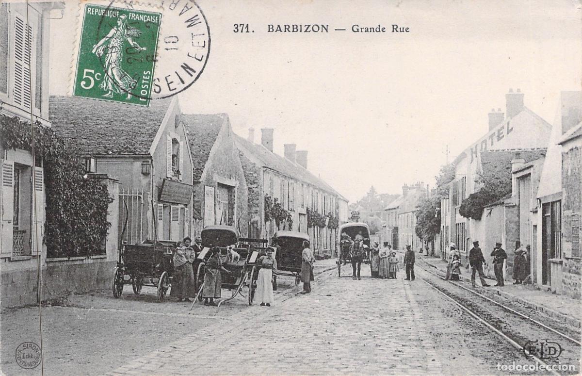 Postales: Postal de Barbizon - Vista de la Grande Rue con Carruajes