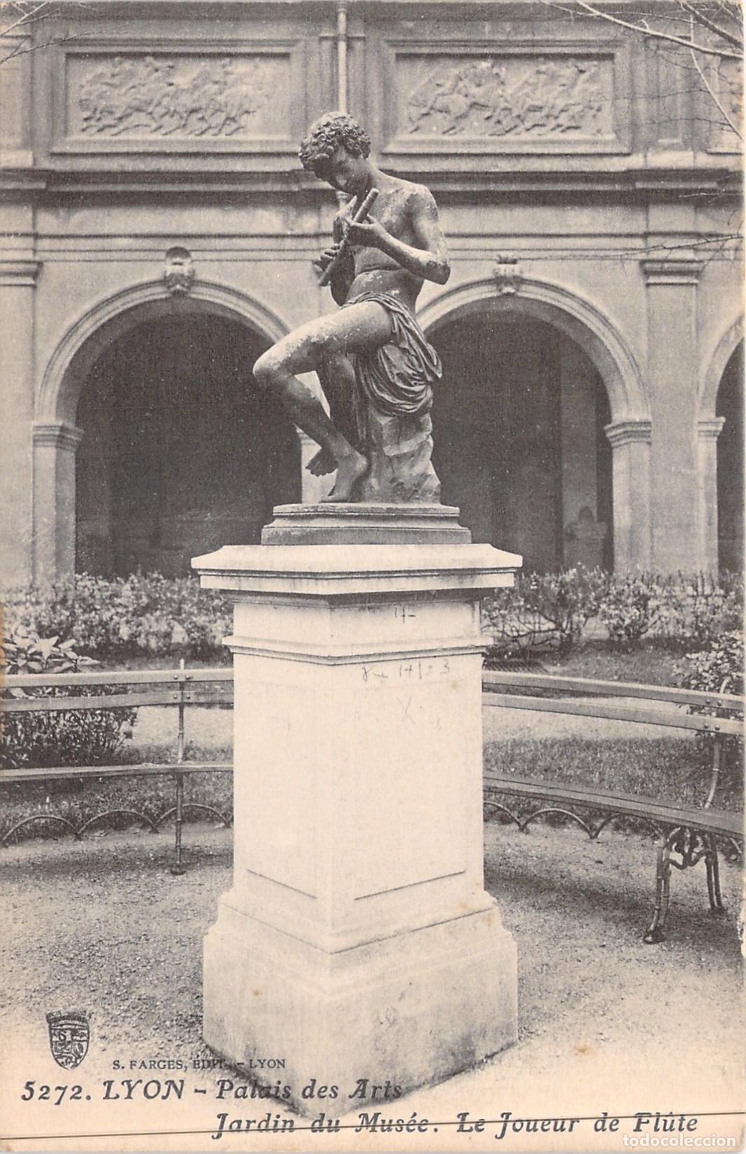 Postales: Postal Lyon Palacio de las Artes Jard&iacute;n del Museo Estatua del Flautista