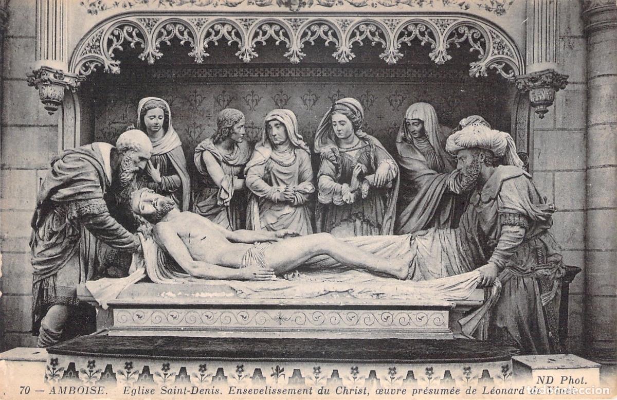 Postales: Postal Amboise Iglesia Saint-Denis Escultura Sepelio de Cristo