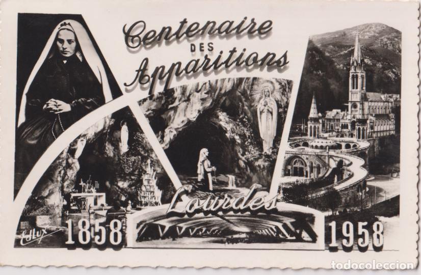 Postales: FRANCIA, LOURDES, CENTENAIRE DES APPARITIONS (1858 - 1958) - EDIT.P.DOUCET 300B - CIRCULADA