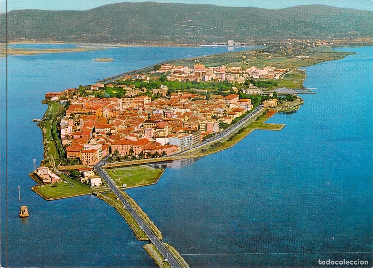 Postcards: Postal de Orbetello, Italia - Panorama A&eacute;reo de la Laguna