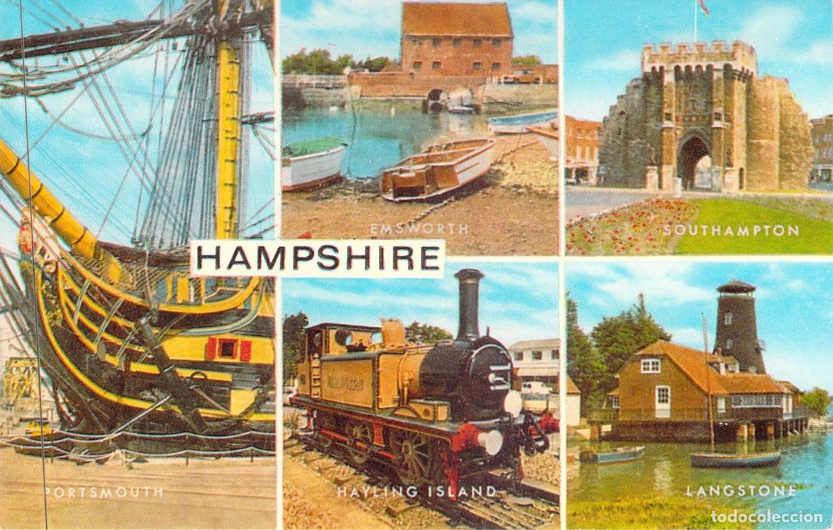 Postcards: Postal de Hampshire Inglaterra - Portsmouth Southampton y Tren a Vapor
