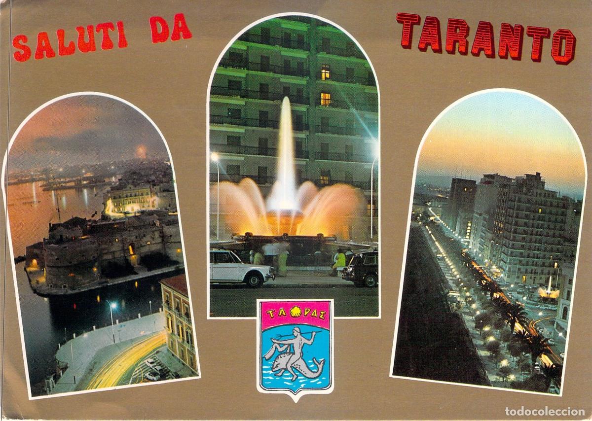 Cartoline: Postal de Taranto Italia con Vistas Nocturnas y Detalles QSL