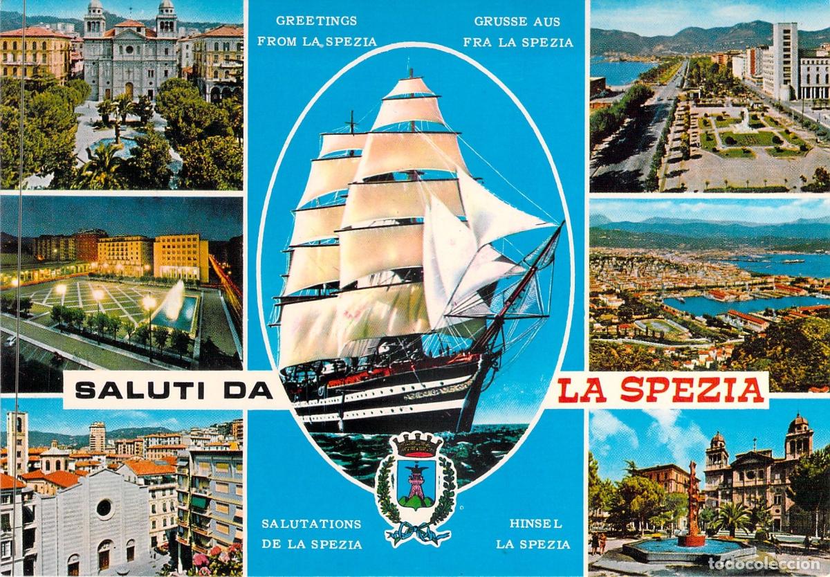 Postcards: Postal Multivista de La Spezia con Buque Amerigo Vespucci, Italia